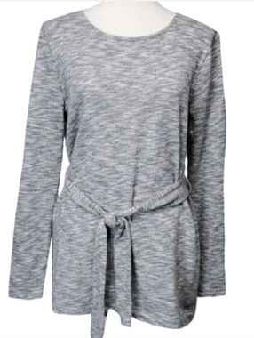 J Crew French Terry Gray Knit Belt Tie Loose Sweatshirt JCrew Mercantile Top S